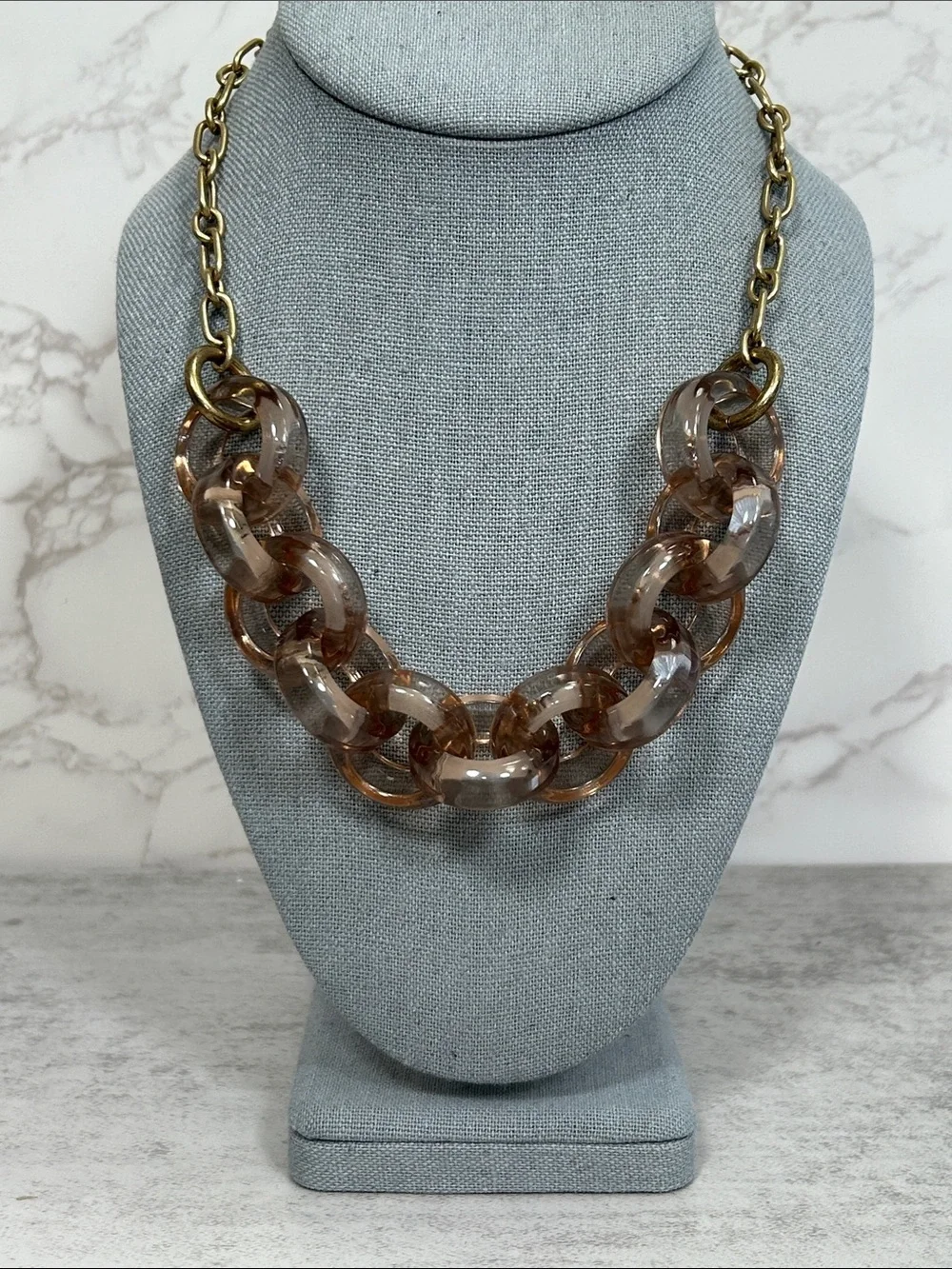 J. Crew Chunky Dusty Rose Acrylic Link Necklace